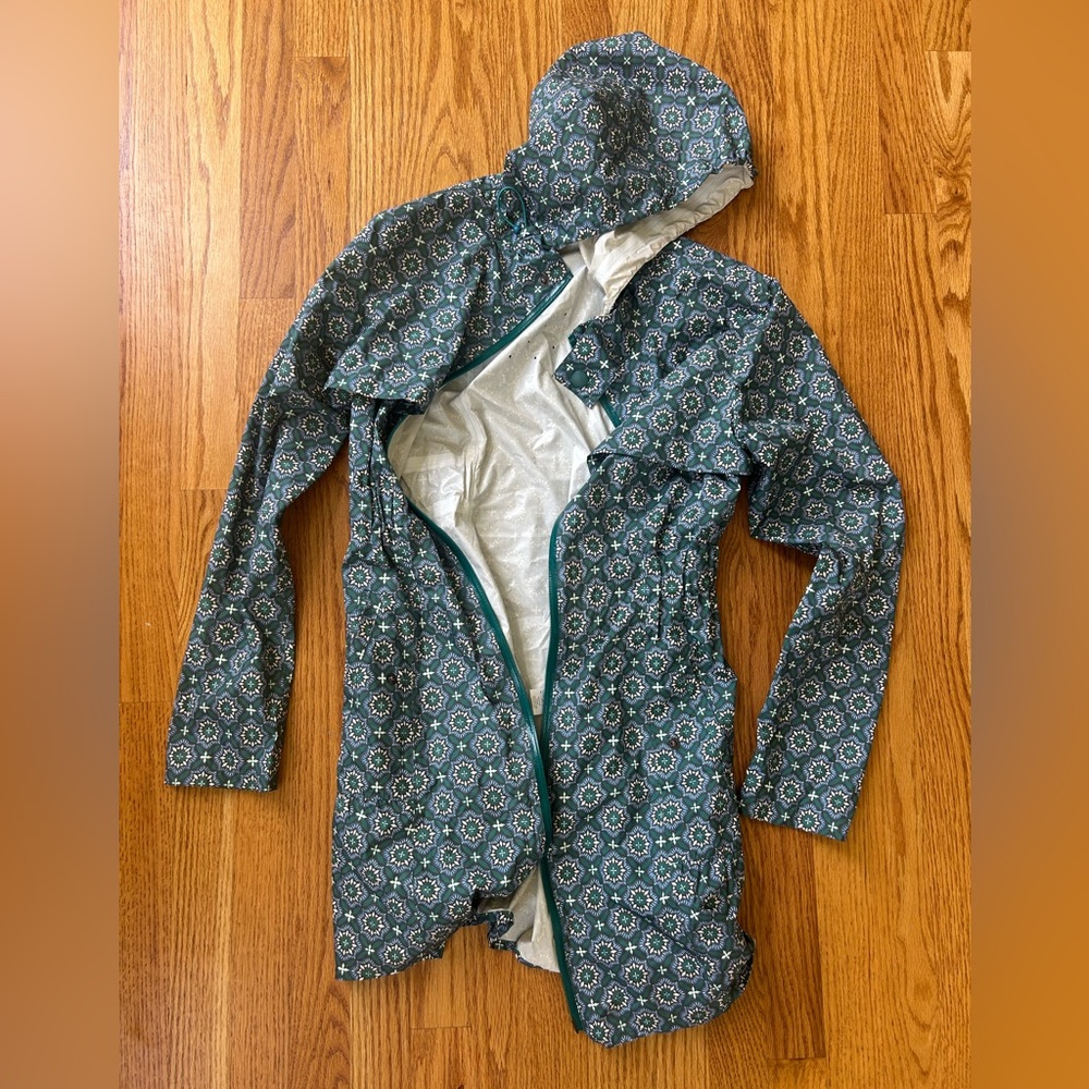 Prana Green and Blue Utility Rain Jacket